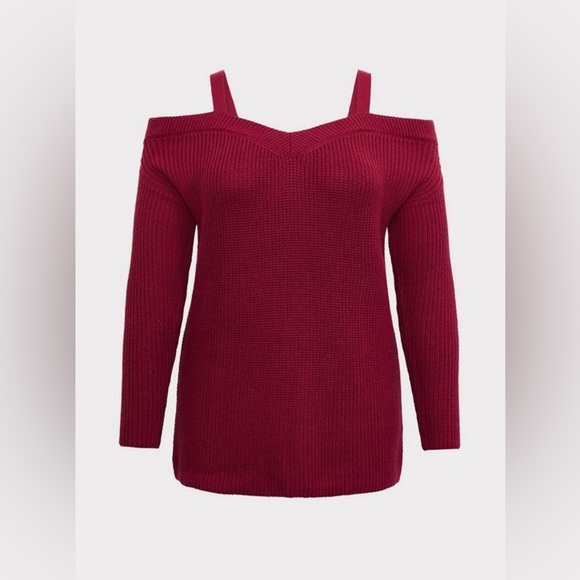 torrid Sweaters - Torrid size (22/24) Burgundy Off-Shoulder Sweater